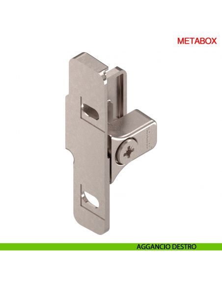 Attacco frontale destro Blum Metabox ZSF.1510.04 per spondina altezza 54 mm montaggio con viti