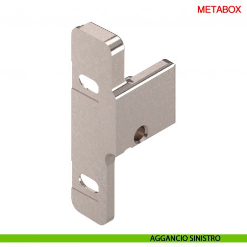 Attacco frontale destro e sinistro Blum Metabox ZSF.1510 per altezza spondina 54 mm montaggio con viti - aggancio sinistro