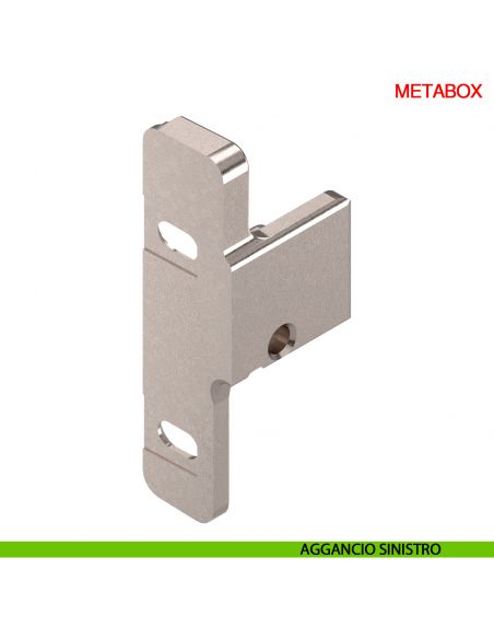 Attacco frontale destro e sinistro Blum Metabox ZSF.1510 per altezza spondina 54 mm montaggio con viti - aggancio sinistro