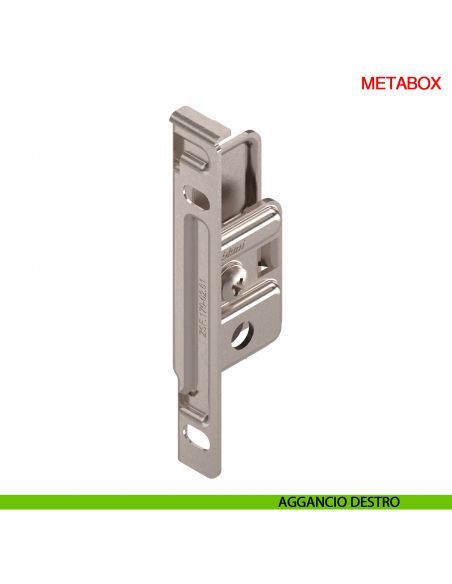 Attacco frontale destro Blum Metabox ZSF.1700.RE per altezza spondina 86-118-150 mm montaggio con viti