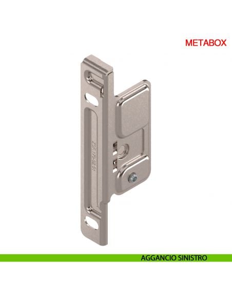 Attacco frontale sinistro Blum Metabox ZSF.1700.LI per altezza spondina 86-118-150 mm montaggio con viti