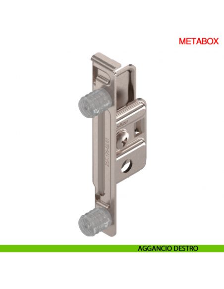 Attacco frontale destro Blum Metabox ZSF.1800RE per altezza spondina 86-118-150 mm montaggio EXPANDO diametro 10 mm
