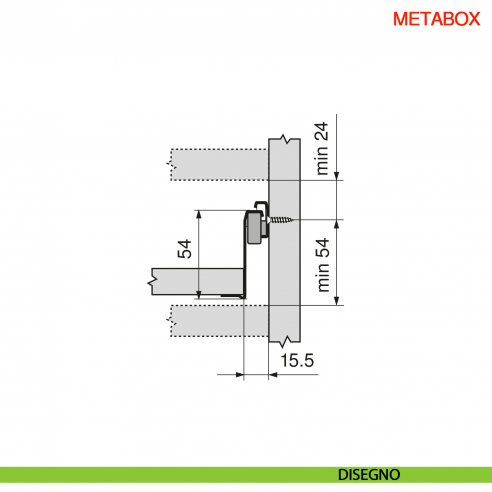 Spondina metallica altezza 54 mm Blum Metabox C15 320 N bianco crema - disegno