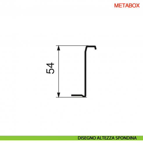 Spondina metallica altezza 54 mm Blum Metabox C15 320 N bianco crema - disegno altezza spondina