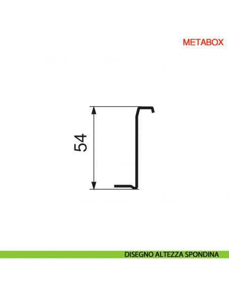 Spondina metallica altezza 54 mm Blum Metabox C15 320 N bianco crema - disegno altezza spondina