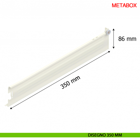 Spondina metallica altezza 86 mm Blum Metabox C15 320 M bianco crema - disegno 350 mm