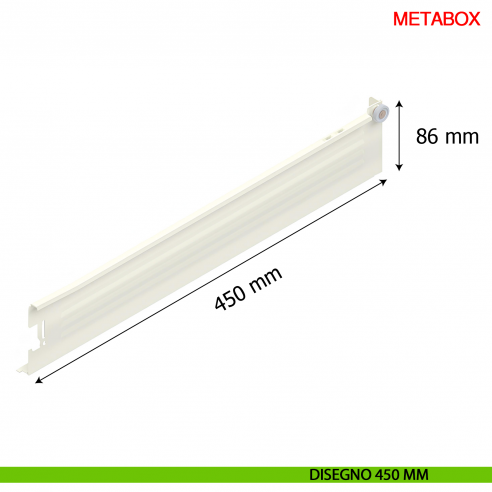 Spondina metallica altezza 86 mm Blum Metabox C15 320 M bianco crema - disegno 450 mm