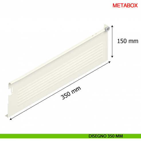 Spondina metallica altezza 150 mm Blum Metabox C15 320 H bianco crema - disegno 350 mm