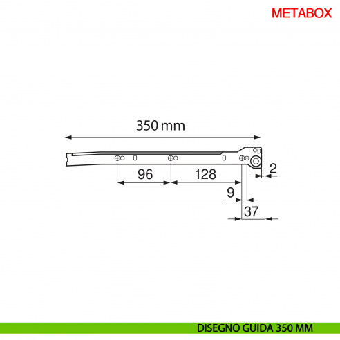 Guida per spondina metallica Blum Metabox C15 320 bianco crema - disegno guida 350 mm
