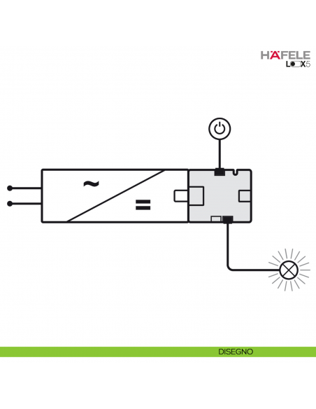 Distributore a 2 vie per luce LED monocromatica Hafele Loox5 24 V Box to Box con funzione di commutazione - disegno