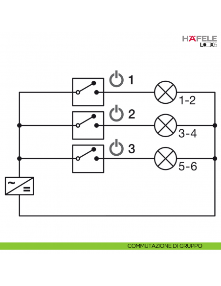 Distributore a 6 vie per LED monocromatico Hafele Loox5 24 V Box to Box funzione di commutazione per 3 dispositivi di accensione