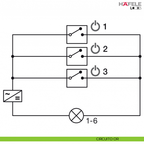 Distributore a 6 vie per LED monocromatico Hafele Loox5 24 V Box to Box funzione di commutazione per 3 dispositivi di accensione