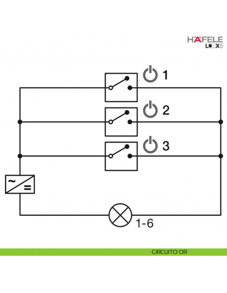 Distributore a 6 vie per LED monocromatico Hafele Loox5 24 V Box to Box funzione di commutazione per 3 dispositivi di accensione