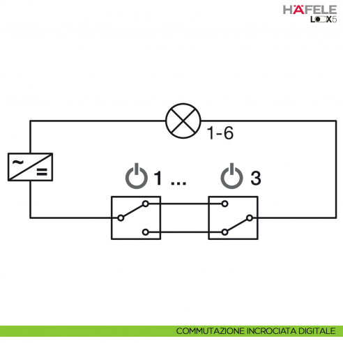 Distributore a 6 vie per LED monocromatico Hafele Loox5 24 V Box to Box funzione di commutazione per 3 dispositivi di accensione