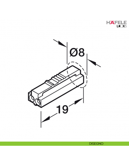 Prolunga lunghezza 500 mm per LED monocromatico Hafele Loox5 24 V a 2 poli