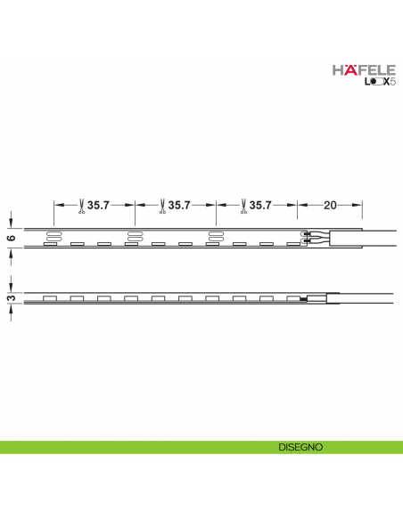 Strip LED flessibile in silicone Hafele Loox5 modello 3057 24 Volt 3 x 6 mm a 2 poli monocromatico 196 LED/m 9,6 W/m
