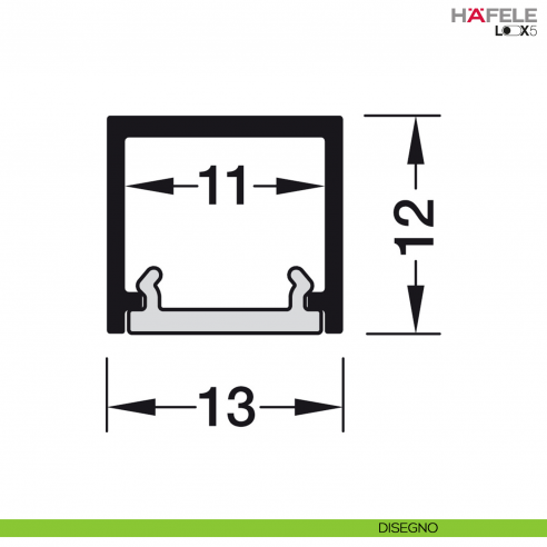 Profilo da applicare in alluminio nero anodizzato per strip LED fino a 8 mm Hafele Loox5 modello 2102 diffusore a filo