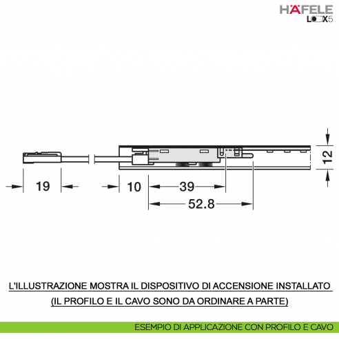 Interruttore dimmer per profili Hafele Loox5 modulare funzione soft on/off 24 Volt 120 Watt