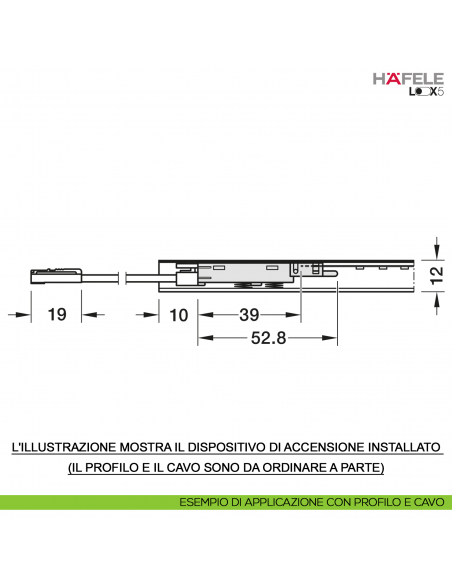 Interruttore dimmer per profili Hafele Loox5 modulare funzione soft on/off 24 Volt 120 Watt