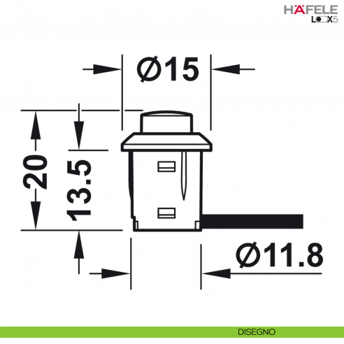 Interruttore a pulsante argento Hafele Loox funzione di commutazione on/off