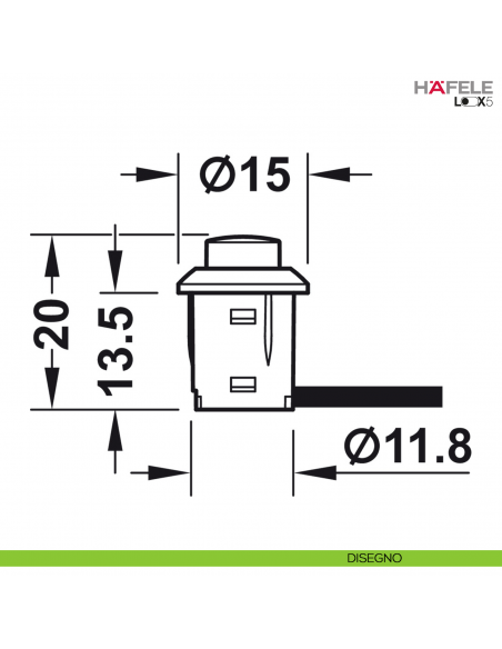 Interruttore a pulsante argento Hafele Loox funzione di commutazione on/off