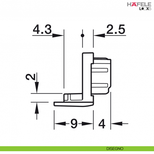 Tappo terminale per profilo da incasso in alluminio per LED modello 1103 nero Hafele Loox5 - disegno