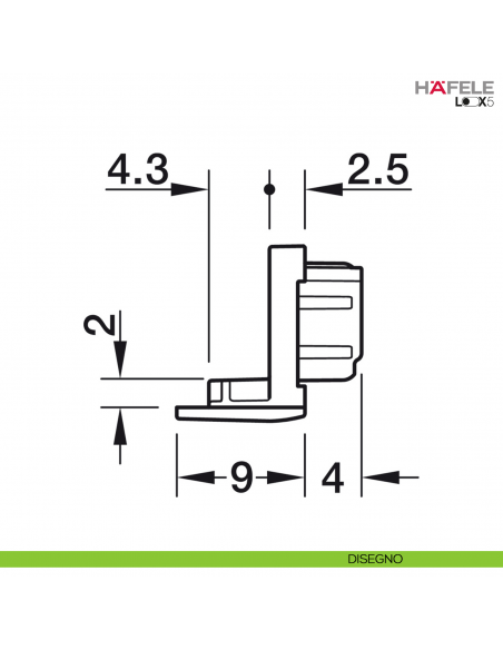 Tappo terminale per profilo da incasso in alluminio per LED modello 1103 nero Hafele Loox5 - disegno