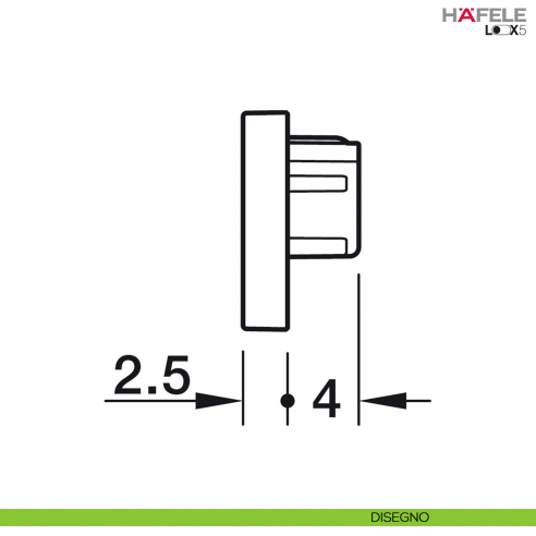 Tappo terminale per profilo da applicare in alluminio per LED modello 2101 nero Hafele Loox5 - disegno