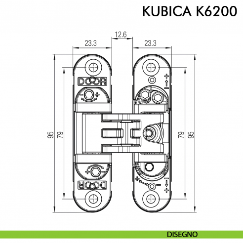 Cerniera a scomparsa per porta Koblenz K6200 cromo satinato - disegno