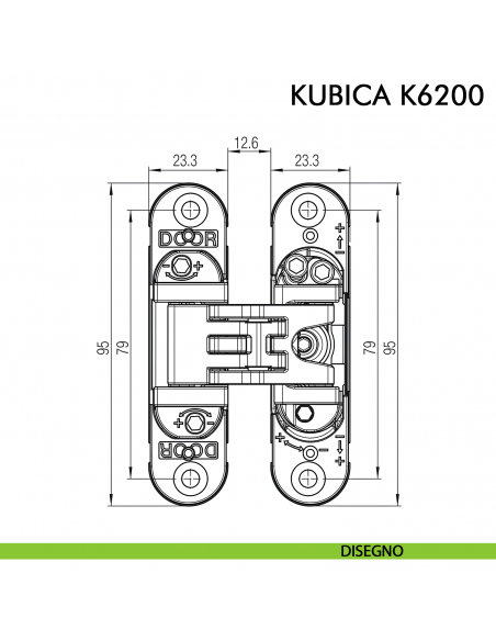 Cerniera a scomparsa per porta Koblenz K6200 cromo satinato - disegno