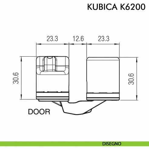 Cerniera a scomparsa per porta Koblenz K6200 cromo satinato - disegno