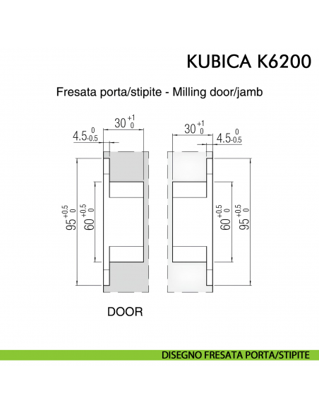 Cerniera a scomparsa per porta Koblenz K6200 cromo satinato - disegno fresata porta-stipite