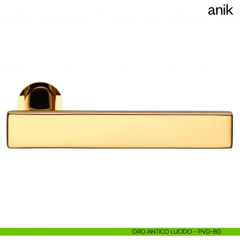Maniglia per porta Anik dnd Handles con rosetta minimale oro antico lucido