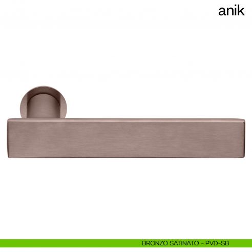 Maniglia per porta Anik dnd Handles con rosetta minimale bronzo satinato