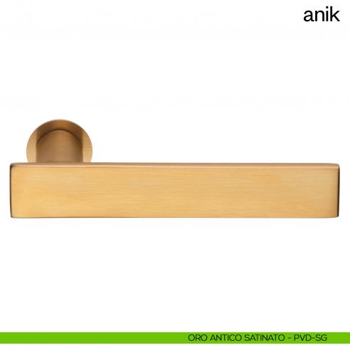 Maniglia per porta Anik dnd Handles con rosetta minimale oro antico satinato