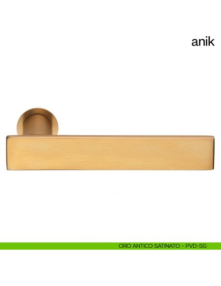 Maniglia per porta Anik dnd Handles con rosetta minimale oro antico satinato