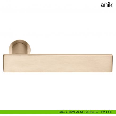 Maniglia per porta Anik dnd Handles con rosetta minimale oro champagne satinato