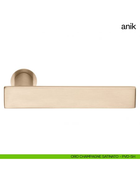 Maniglia per porta Anik dnd Handles con rosetta minimale oro champagne satinato