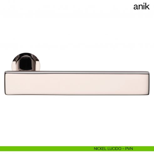 Maniglia per porta Anik dnd Handles con rosetta minimale nickel lucido
