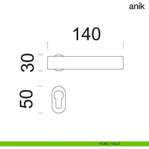 Maniglia per porta Anik dnd Handles con rosetta minimale foro yale