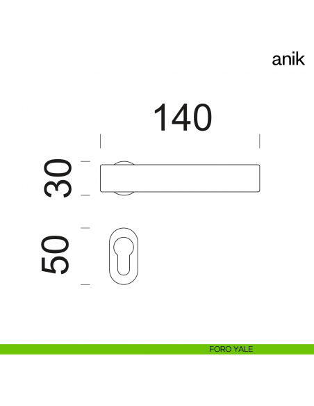 Maniglia per porta Anik dnd Handles con rosetta minimale foro yale
