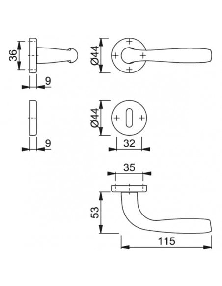 Maniglia per porta Maribor Hoppe cromo satinato disegno