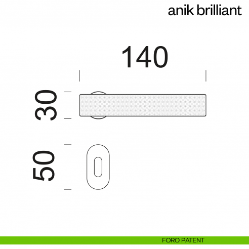 Maniglia per porta Anik Brilliant dnd Handles con rosetta minimale foro patent