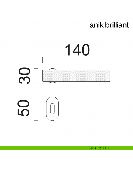 Maniglia per porta Anik Brilliant dnd Handles con rosetta minimale foro patent