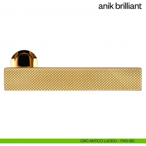 Maniglia per porta Anik Brilliant dnd Handles con rosetta minimale oro antico lucido
