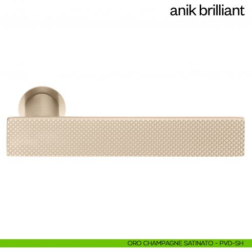 Maniglia per porta Anik Brilliant dnd Handles con rosetta minimale oro champagne satinato