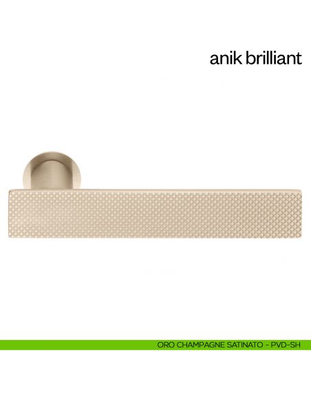 Maniglia per porta Anik Brilliant dnd Handles con rosetta minimale oro champagne satinato