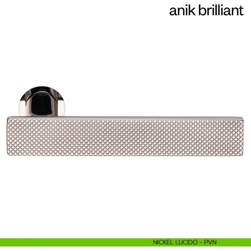 Maniglia per porta Anik Brilliant dnd Handles con rosetta minimale nickel lucido