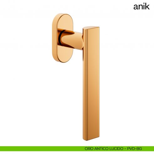 Maniglia per finestra martellina DK Anik dnd Handles oro antico lucido