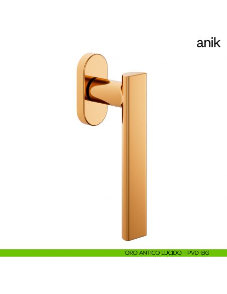 Maniglia per finestra martellina DK Anik dnd Handles oro antico lucido